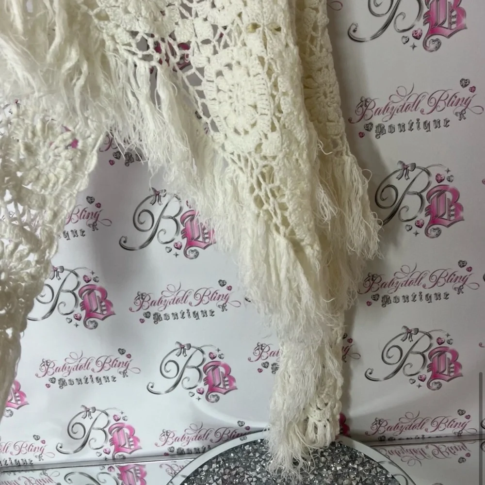 Scarf shawl knit fringe tassle Crochet Fringe Shawl